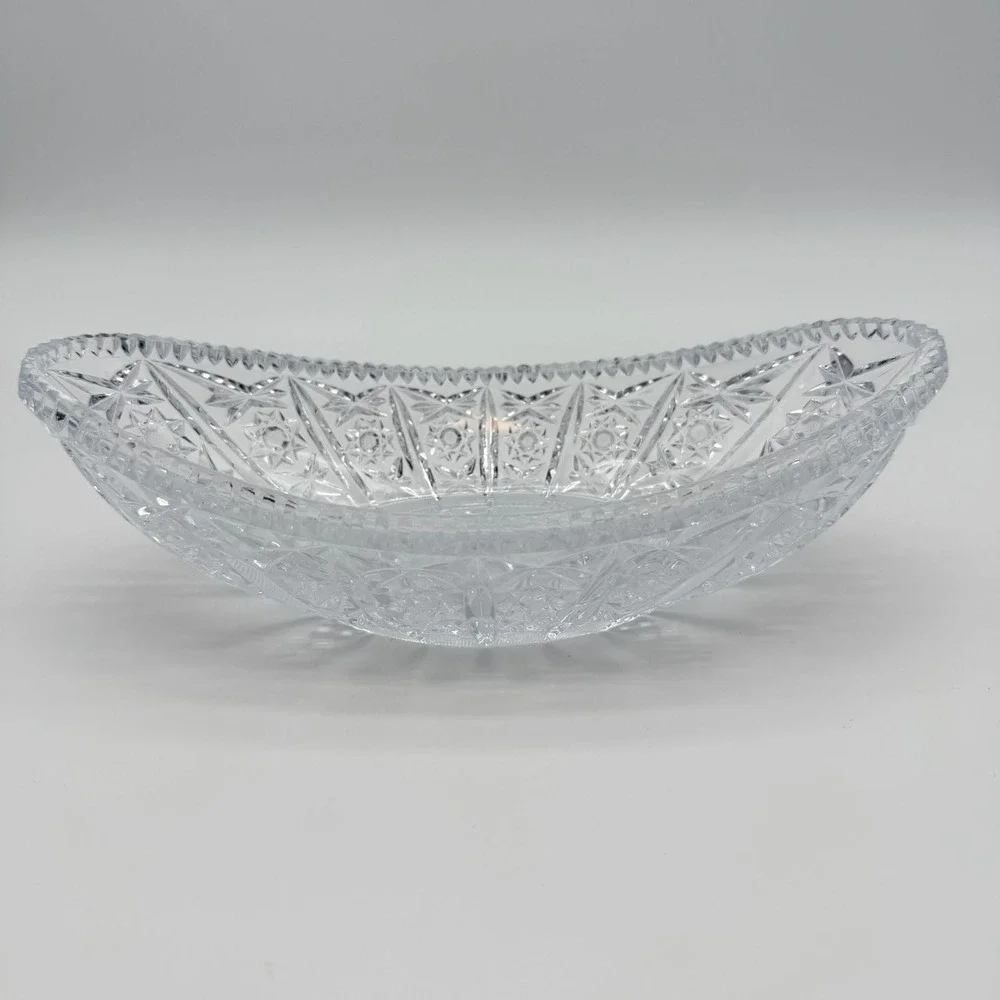 Vintage American Brilliant Cut‎ Glass Oval Serving Bowl
